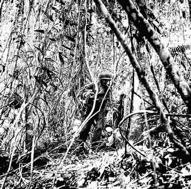 A Black And White Photograph Showing American Soldiers Advancing Through A Dense Jungle During The Battle Of Guam. From Bugle Boy To Battleship: A Battle Of Saipan And Guam Veteran S Memoirs