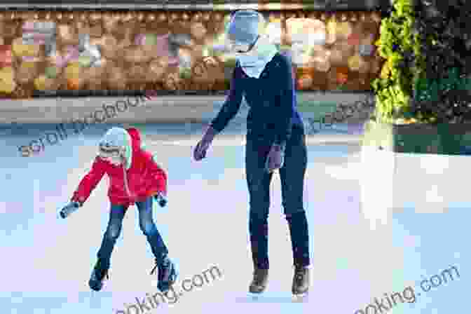 A Joyful Family Ice Skating Amidst The Icy Landscape Of The Twin Cities Ice Castles. Ink And Ice: A Twin Cities Ice