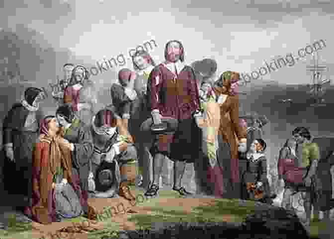 A Painting Depicting The Pilgrims Arriving At Plymouth Plantation Of Plymouth Plantation William Bradford