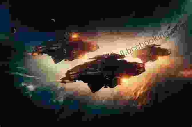 Interstellar Battle Scene From Ruins Of Empire: Blood On The Stars, Showcasing Spaceships Firing Lasers Amidst Exploding Debris And Nebular Clouds Ruins Of Empire (Blood On The Stars 3)