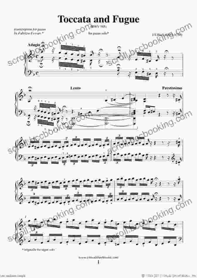 Sheet Music Of Toccata In Major Op 11 By Johann Sebastian Bach Toccata In C Major Op 11