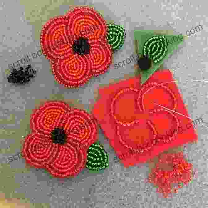 Vibrant Beading Pattern For A Cheerful Poppy Design Brick Stitch Patterns Seed Bead Earrings Drops 24 Projects: Beading Patterns Flowers Roses Christmas Bird Reindeer Poppy Ladybugs Crocuses And More (Brick Stitch Earrings Patterns 6)